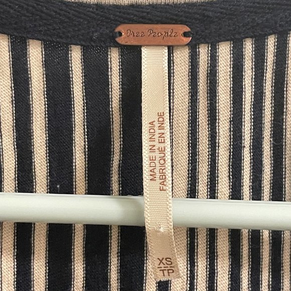 Free People Black and Cream Striped Wrap Top Size XS - Picture 2 of 6